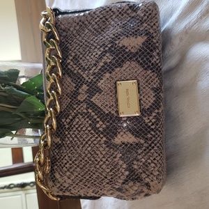 Michael Kors snakeskin wristlet with gold chain